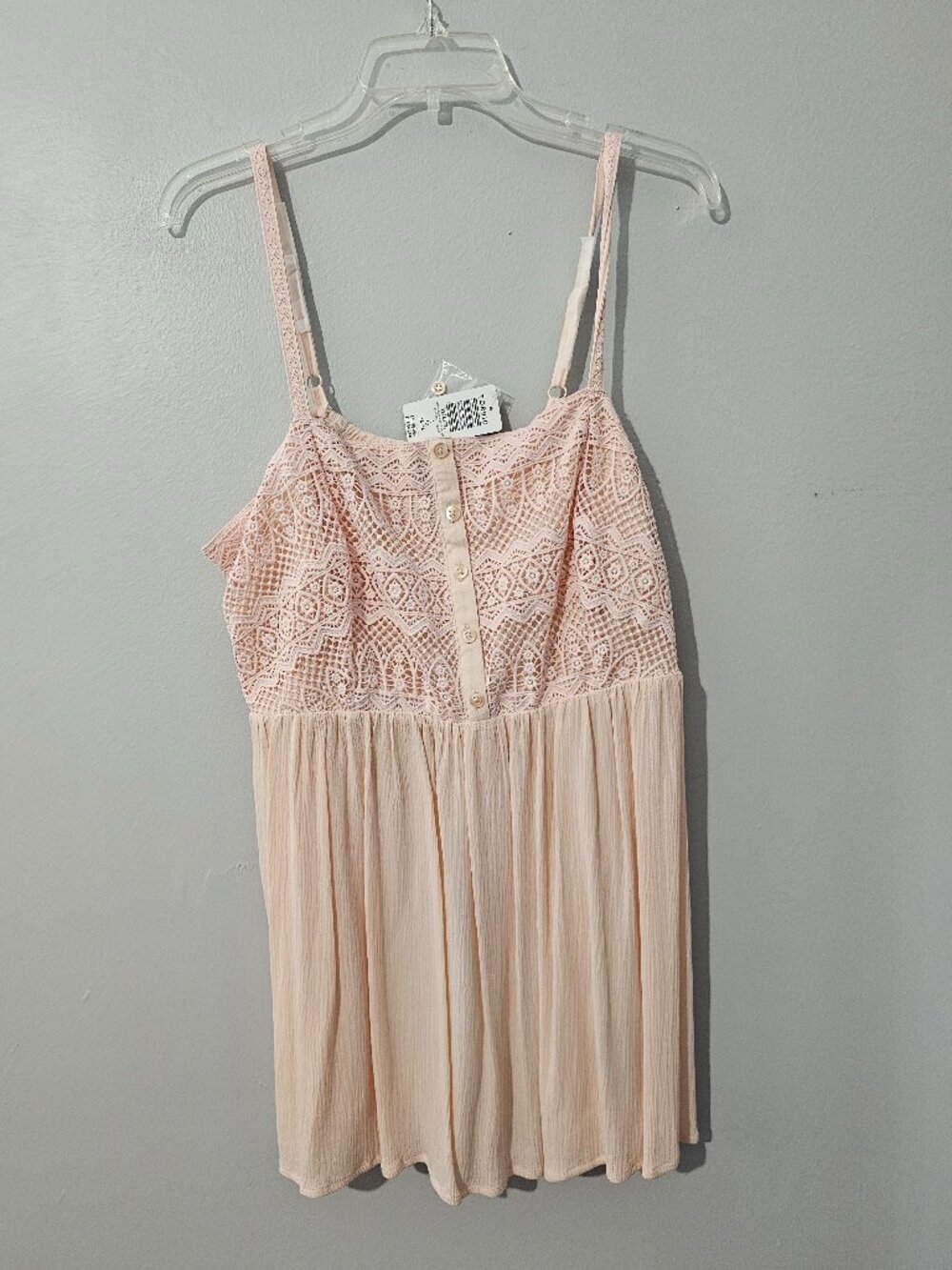 Torrid 1X Peach Crochet Lace Babydoll Cami